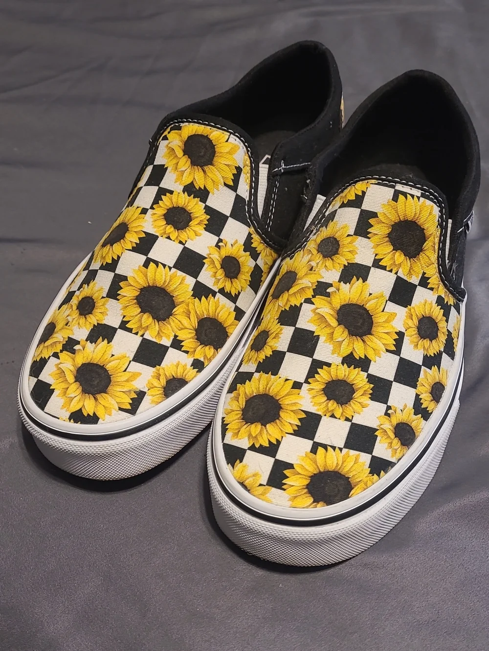 Vans Sunflower Checkerboard Slip-On Sneakers - Picture 1 of 2